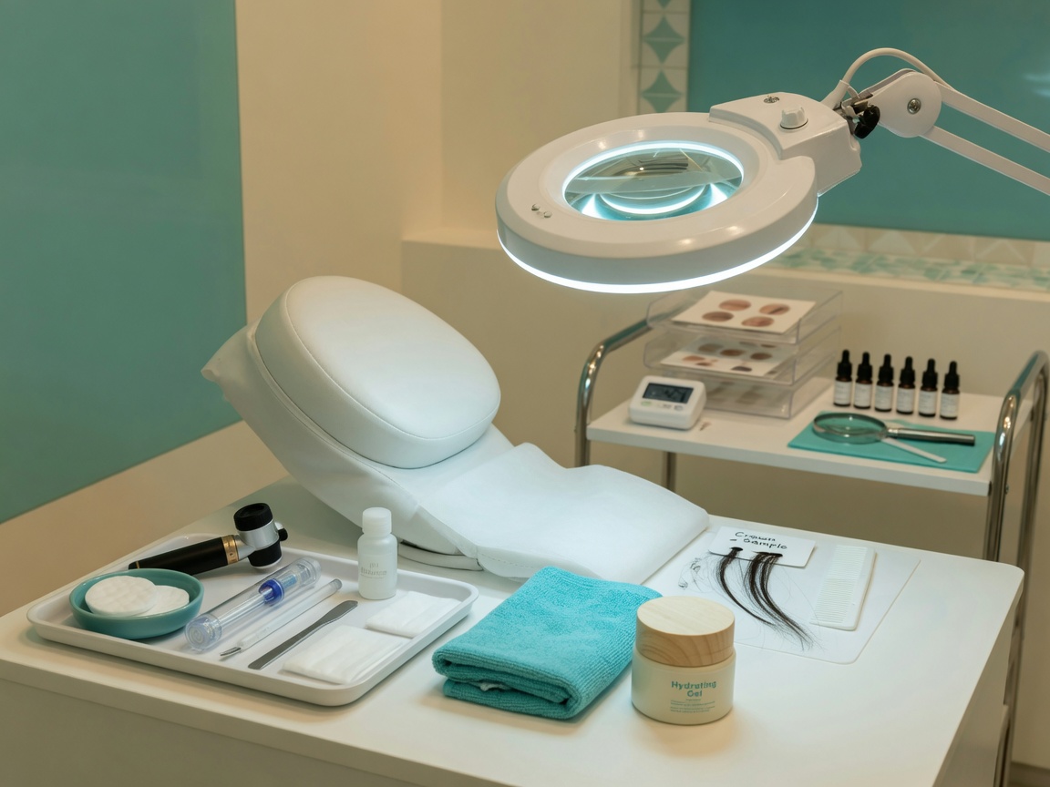 Skin and hair analysis cosmetology consultation
